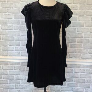 Rinascimento Italy Black Velvet Mini Dress Classic Quiet Luxury Mobwife NEW Med